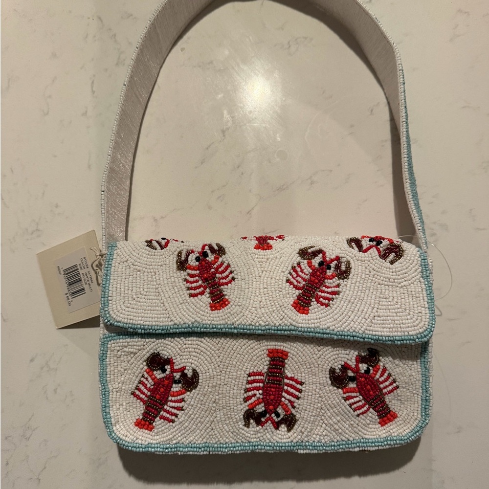 White Beaded Lobster Bag - Picture 1 of 4